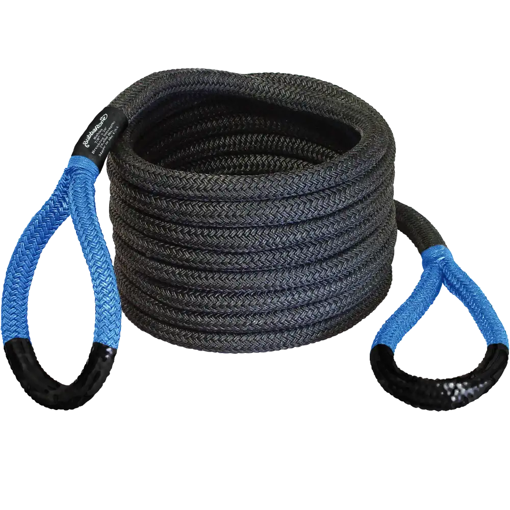 Kinetic recovery rope in use during vehicle extraction