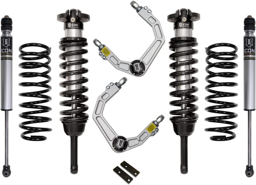 ICON Stage 2 suspension system with 4Runner coilovers, springs, rear shocks, and billet upper control arms