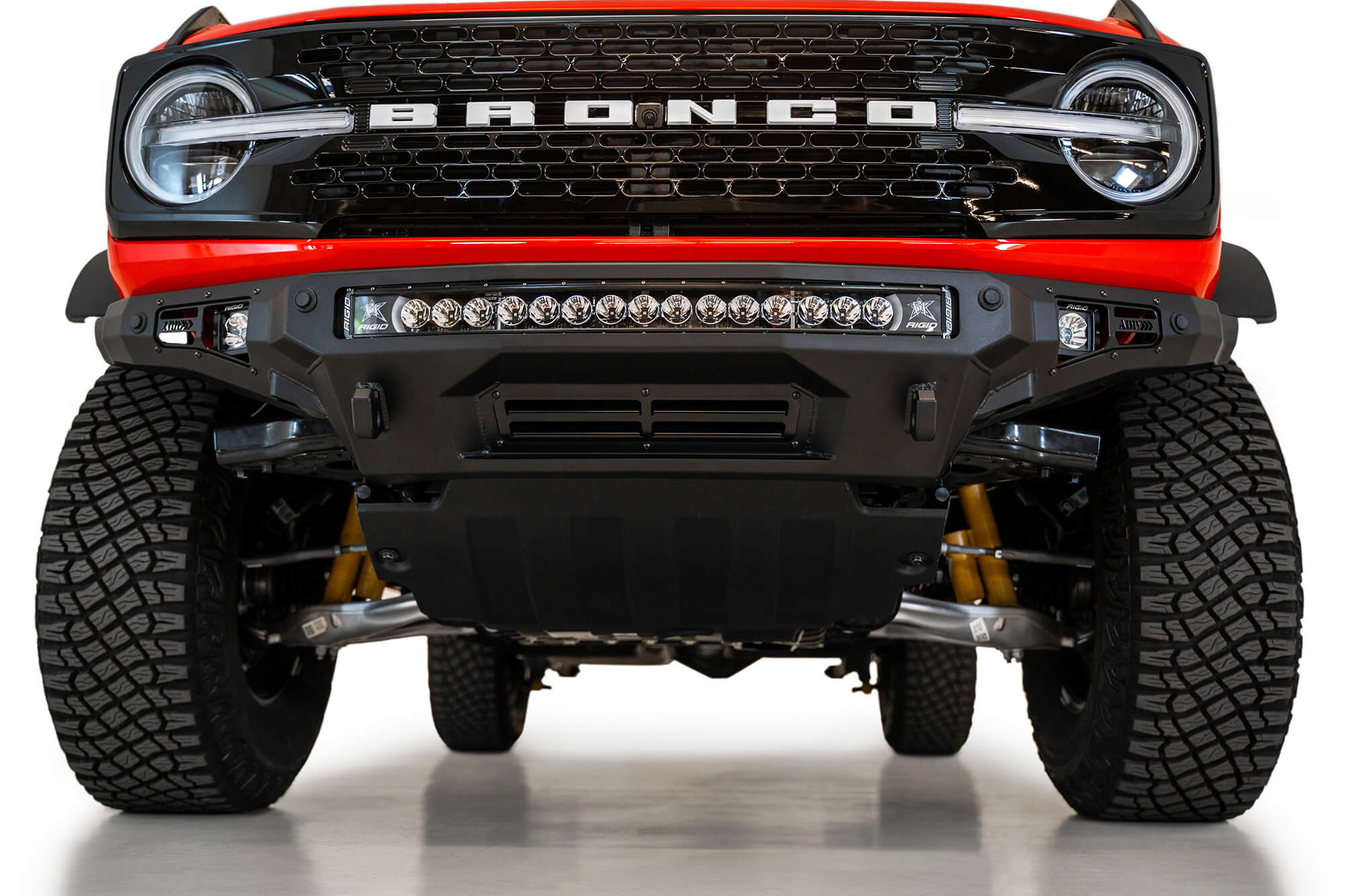 Addictive Desert Designs Stealth Fighter bumper on Ford Bronco