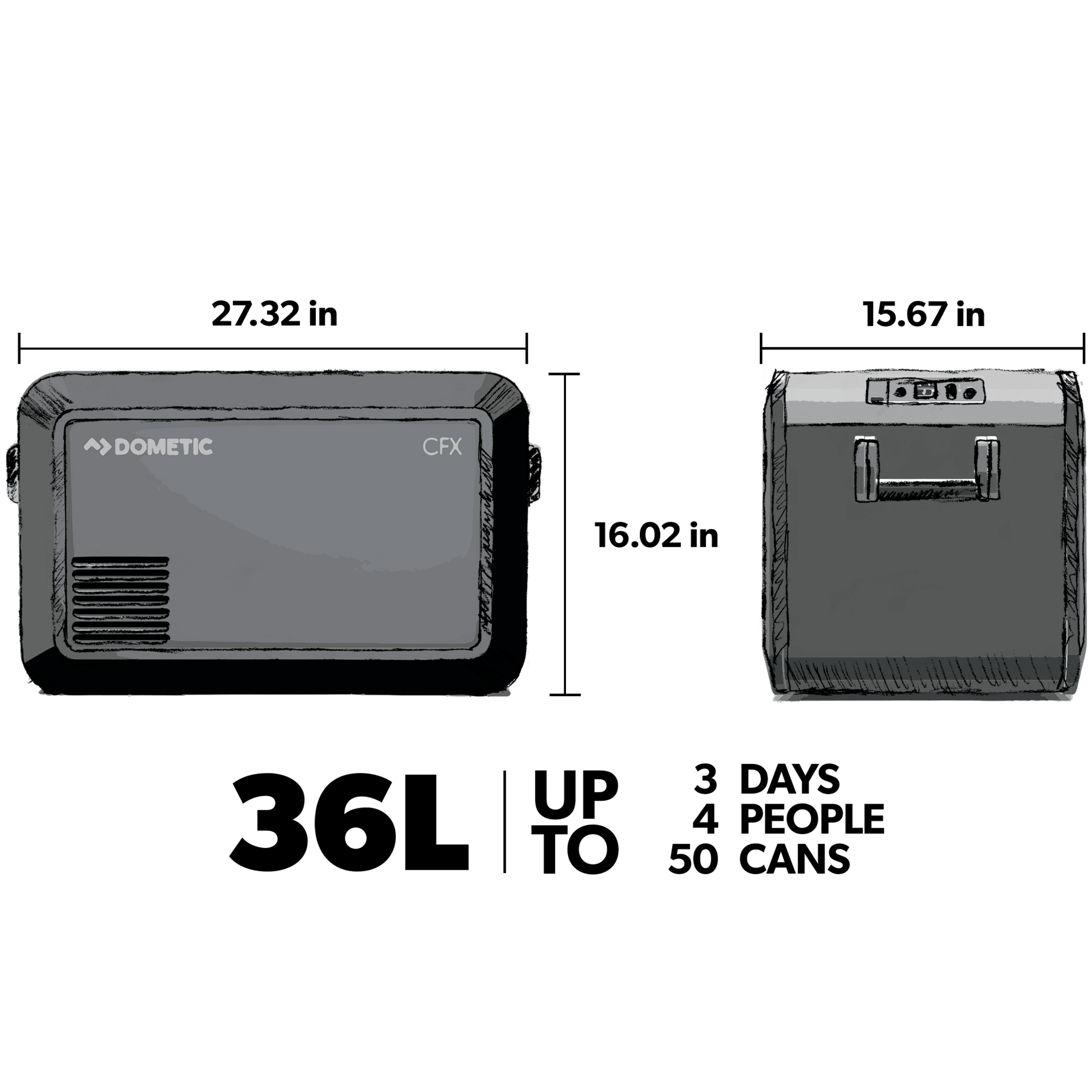 Dometic CFX3 35 compact fridge powering overlanding camp setup