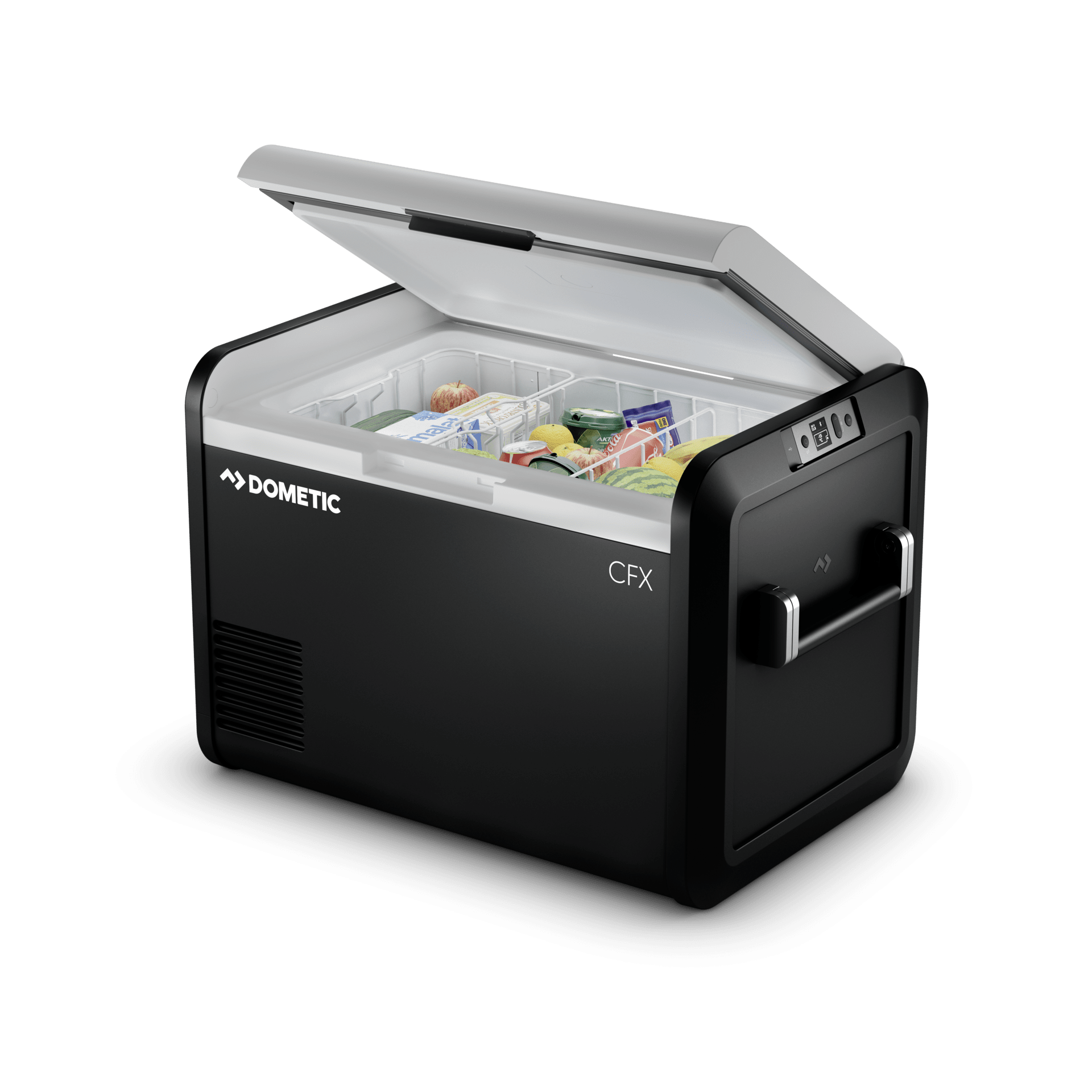 Dometic CFX3 55 portable fridge at overlanding camp